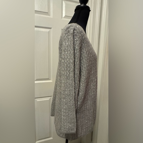 Coldwater Creek Silver Sequin Sweater - Picture 4 of 10